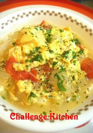 朝食に♪ふわふわ玉子のスープごはん☆-レシピのメイン写真