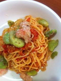 フレッシュトマトのパスタ〜えびそら豆-レシピのメイン写真