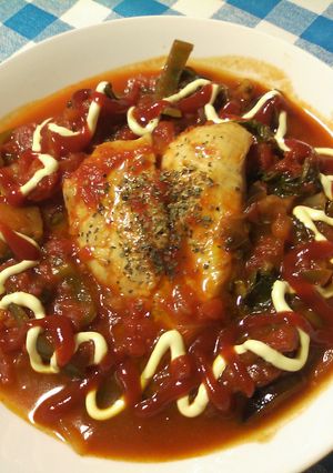 フライパンで♪鶏むね肉のトマト煮込み-レシピのメイン写真
