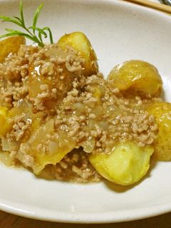 新じゃがいもの豚ひき肉かつお風味あんかけ-レシピのメイン写真