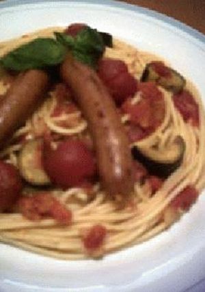 パスタ・ソーセージ＋プチトマト-レシピのメイン写真