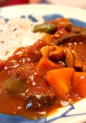 簡単！なすとチキンのトマトカレー♪-レシピのメイン写真