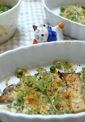 サヤエンドウとエリンギのパン粉焼き-レシピのメイン写真