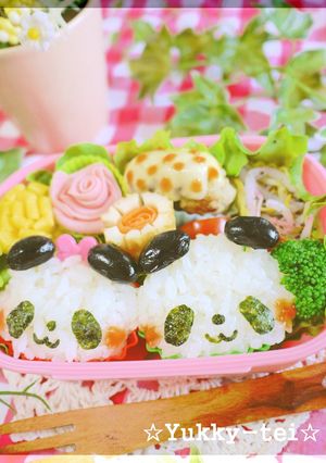 簡単キャラ弁☆カップでパンダカップル❤-レシピのメイン写真