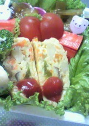 お弁当にも！野菜たっぷりオムレツ風卵焼き-レシピのメイン写真