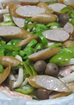鮭とあるもの野菜の蒸し物-レシピのメイン写真