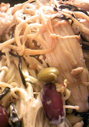 大豆とえのきだけのめんつゆマヨ鰹節炒め-レシピのメイン写真