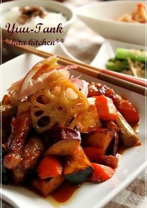 豚バラ肉と秋の根菜～こってり甘辛揚げ-レシピのメイン写真