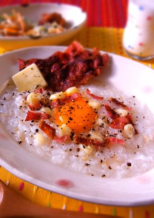 お粥のカルボナーラ♪ 優しいのが嬉しい♪-レシピのメイン写真