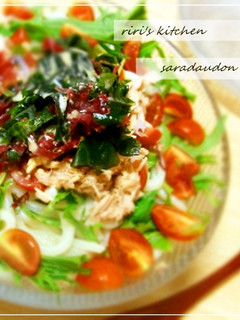 ゴマだれの海藻ツナマヨサラダうどん♪-レシピのメイン写真