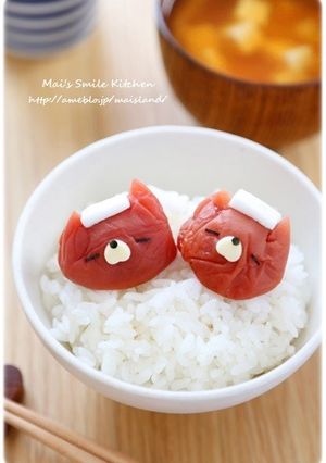 梅干しde温泉ネコちゃん＊キャラ弁おかず-レシピのメイン写真