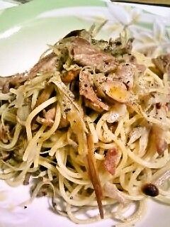 ごぼうと豚肉の柚子こしょう風味パスタ-レシピのメイン写真