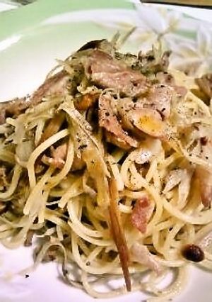 ごぼうと豚肉の柚子こしょう風味パスタ-レシピのメイン写真