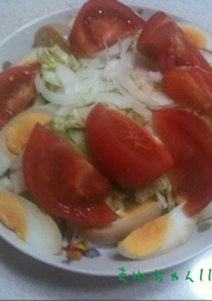 味付け卵が美味しい。シンプル野菜サラダ-レシピのメイン写真