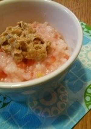 離乳食 トマトと納豆のおかゆ-レシピのメイン写真