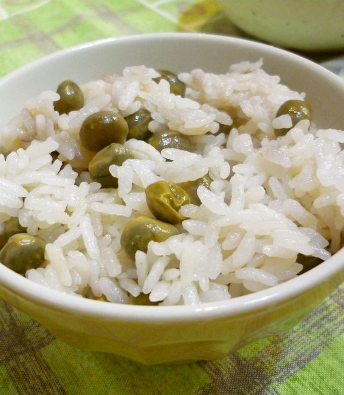 紫えんどう(グリーンピース)の豆ご飯 by はっちぱっち 【クックパッド