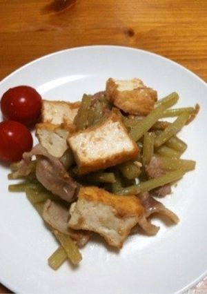 蕗と厚揚げと豚バラの味噌炒め-レシピのメイン写真