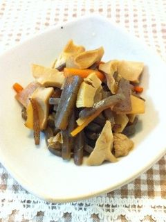 こんにゃくとタケノコの甘辛炒め-レシピのメイン写真