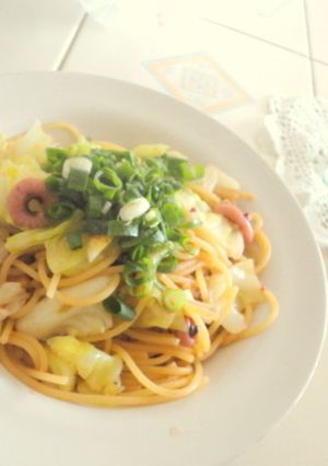 フライパンだけで作るイカ塩辛スパゲティ♪-レシピのメイン写真