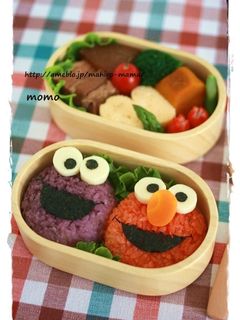 キャラ弁☆エルモ&クッキーモンスター♪-レシピのメイン写真