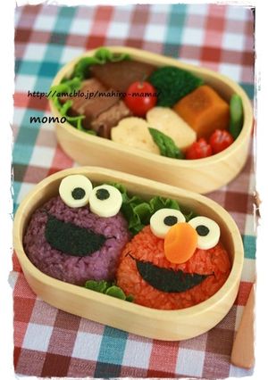 キャラ弁☆エルモ＆クッキーモンスター♪-レシピのメイン写真