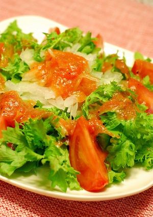 わさび菜のトマトドレッシングサラダ-レシピのメイン写真