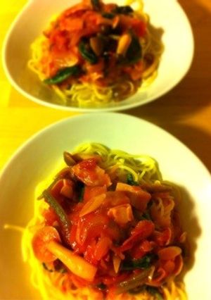 野菜たっぷりトマトソースのパスタ-レシピのメイン写真