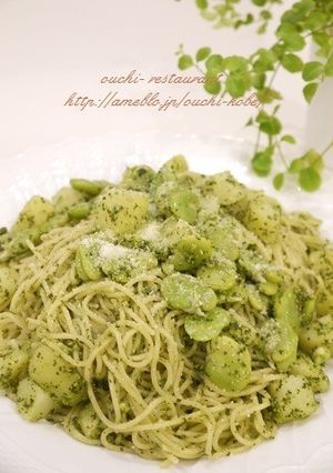 そらまめとじゃがいものジェノベーゼパスタ-レシピのメイン写真