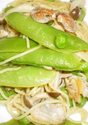 スナップエンドウのあさりパスタ-レシピのメイン写真
