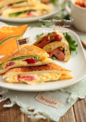 マヨ玉子とトマト＆チーズのホットサンド♪-レシピのメイン写真