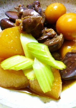 鶏レバー＆ハツ煮込みは干し大根必須っ♪-レシピのメイン写真
