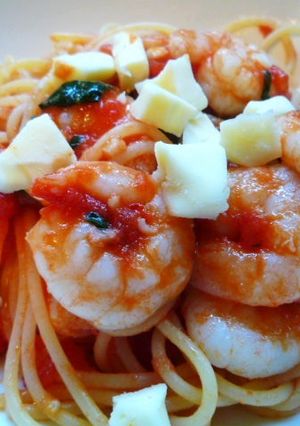 朝パスタ！　えびとチーズのトマトソース-レシピのメイン写真