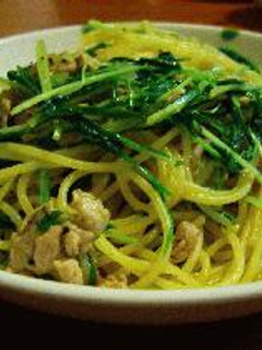 水菜と豚肉のパスタ-レシピのメイン写真