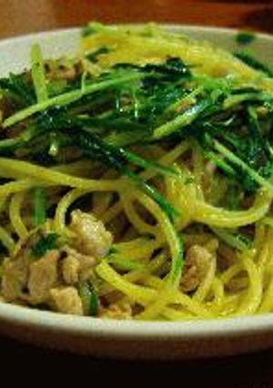水菜と豚肉のパスタ-レシピのメイン写真