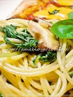 椎茸と水菜のペペロンチーノ☆-レシピのメイン写真