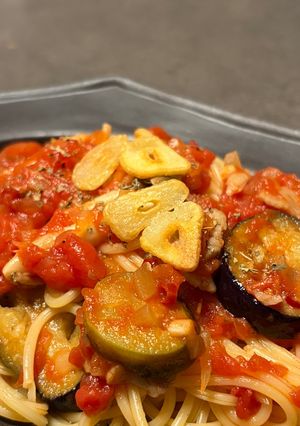 ナスが主役のトマトソースパスタ-レシピのメイン写真