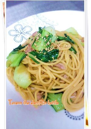 チンゲン菜と豚のさんしょう油ソースパスタ-レシピのメイン写真