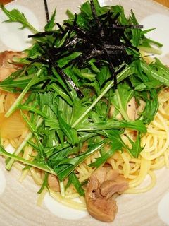 水菜たっぷり和風パスタ-レシピのメイン写真