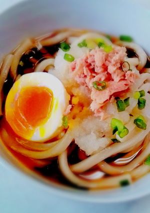 ツナとおろしの半熟卵うどん-レシピのメイン写真