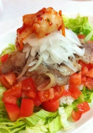新玉ねぎのサラダ豚丼-レシピのメイン写真