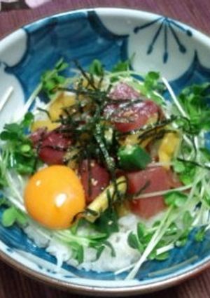 マグロ＆オクラ＆たくわんどん-レシピのメイン写真
