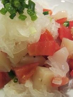 貝柱とトマトのサラダ♪新玉ねぎ添え~❤-レシピのメイン写真