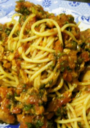 簡単!ツナとトマトのパスタソース-レシピのメイン写真