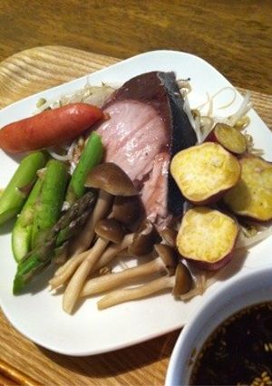 さっぱりだれの、ぶりと野菜のヘルシー蒸し-レシピのメイン写真