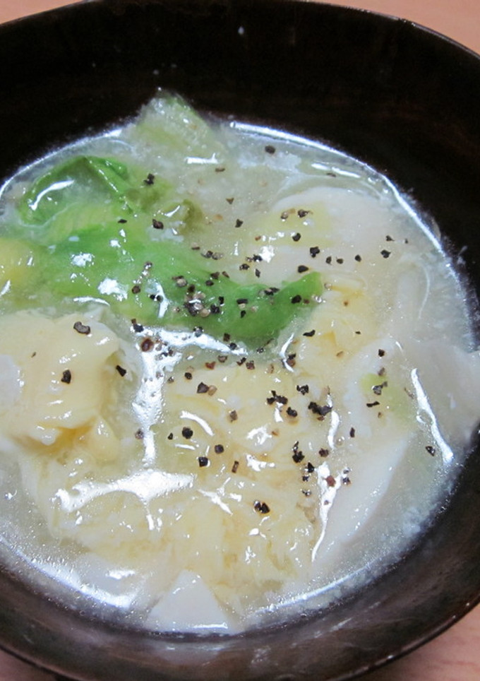 体が温まる☆レタスと豆腐の卵スープ-レシピのメイン写真