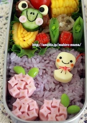キャラ弁にワンポイント☆あじさい♪-レシピのメイン写真