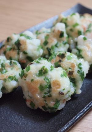 離乳食完了期～OK！ふわふわエビにら焼き-レシピのメイン写真