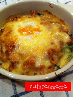 半熟卵とほうれん草のミートグラタン-レシピのメイン写真