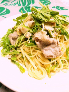 冷やし豚しゃぶと水菜の冷製パスタ-レシピのメイン写真