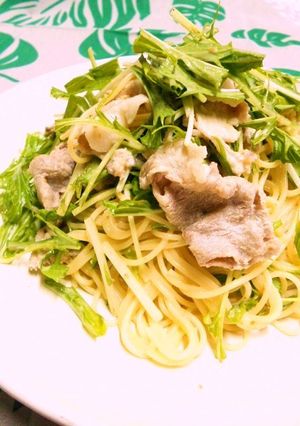 冷やし豚しゃぶと水菜の冷製パスタ-レシピのメイン写真
